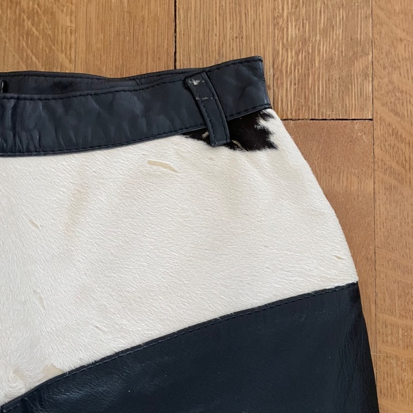 Vintage Western Leather Cow Hair Skirt - Picture 7 of 13